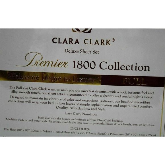 Clara Clark Full Size Sheets Premier 1800 Series Deep Pocket Silver Gray NWT - Picture 6 of 6